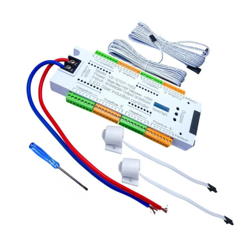 Kit iluminat inteligent pentru maxim 32 scari/trepte, Roled®, 5 Trepte viteza, 400W, Telecomanda