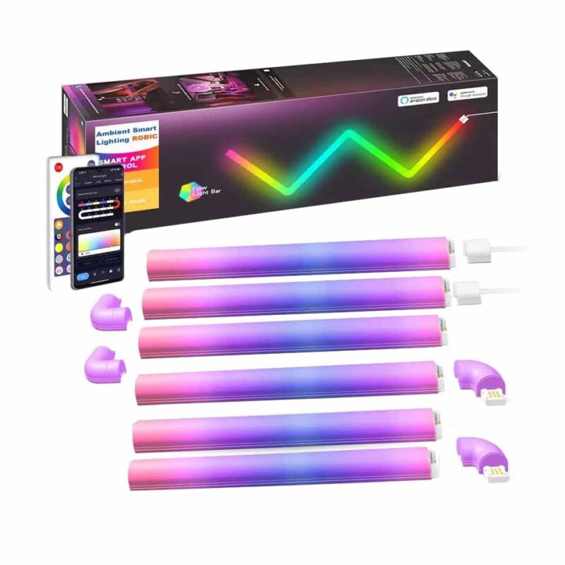 Set 6 tuburi led, Roled®, Multicolor RGB, Bluetooth, Telecomanda