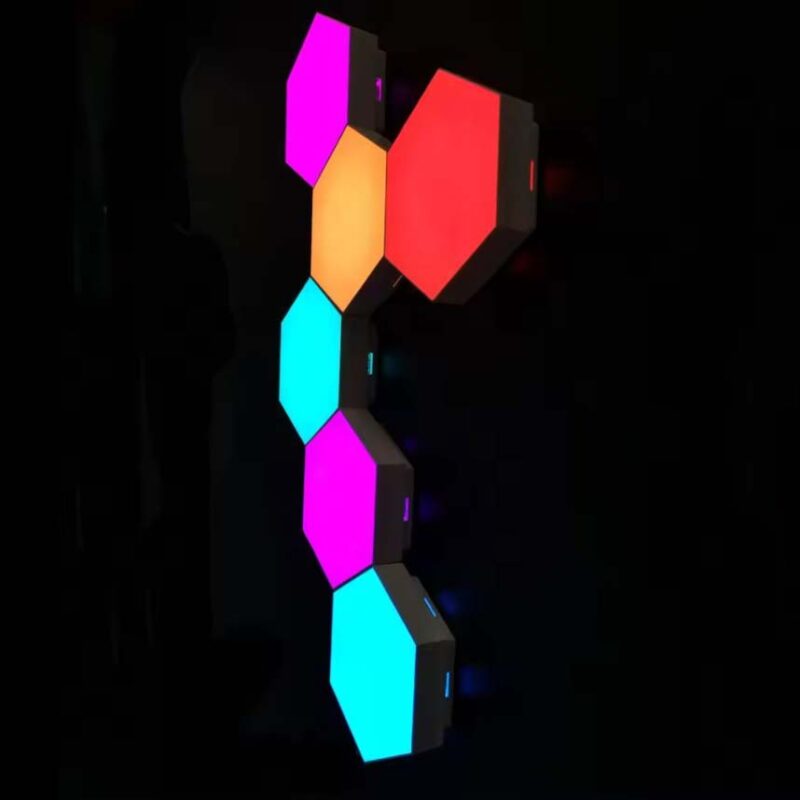 Set 6 panouri luminoase hexagonale, Roled®, Multicolor, Dimabil, Actionare touch - imagine 3
