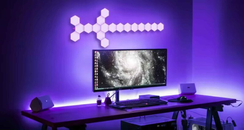 Set 6 panouri luminoase hexagonale, Roled®, Multicolor, Dimabil, Actionare touch - imagine 2